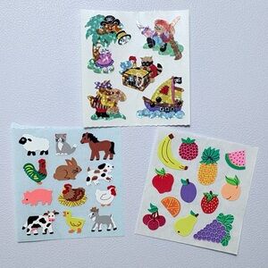 sandylion stickers Set Of 3 Pirate Animals Barn Animals Fruit 90s RARE VINTAGE